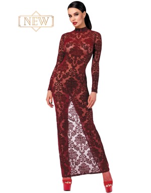 Robe fendue en tulle floqué Kink Royal F383 - Noir Handmade