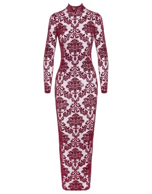 Robe fendue en tulle floqué Kink Royal F383 - Noir Handmade