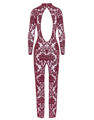 Robe fendue en tulle floqué Kink Royal F383 - Noir Handmade