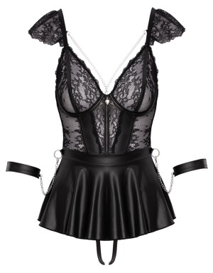 Ensemble de lingerie 3 pièces Cottelli Bondage – Sensualité et Éclat Noir