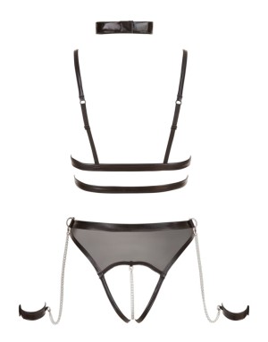 Body ouvert wetlook & powernet Cottelli Bondage – Harnais & Collier