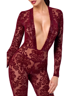 Combinaison en tulle floqué Kink Royal F382 - Noir Handmade