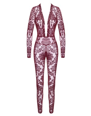 Combinaison en tulle floqué Kink Royal F382 - Noir Handmade