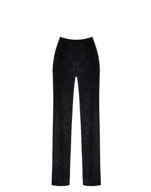 Pantalon en maille pailletée Onyx F374 - Noir Handmade