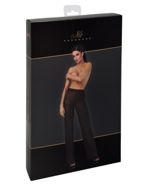 Pantalon en maille pailletée Onyx F374 - Noir Handmade