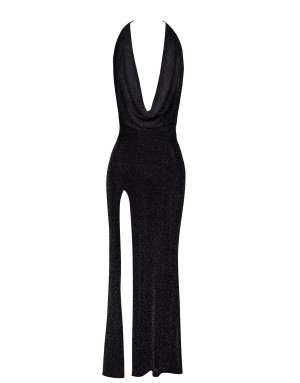 Robe longue fendue Onyx F373 Noir – Élégance sexy et mystère by Sextury