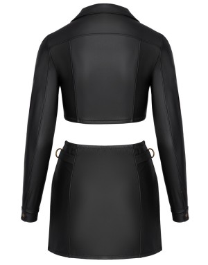 Ensemble Top Jupe Cottelli Party – Audace Noire Mat Zippée