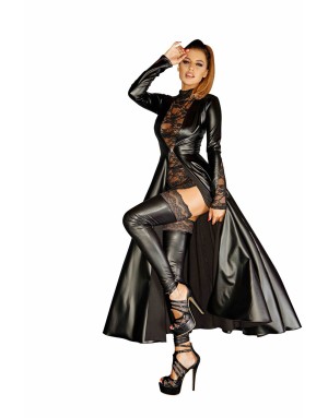 Manteau Long Divalicious F128C – Wetlook Mat Élégant