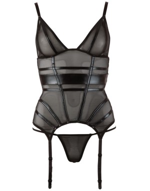 Corset Basque Powernet Noir Cottelli – 4 Jarretières