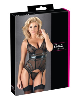 Corset Basque Powernet Noir Cottelli – 4 Jarretières
