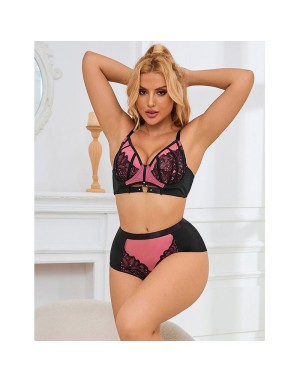SUBBLIME - 955588 Ensemble Soutien-Gorge en Cuir Verni Rose avec Fermeture Éclair