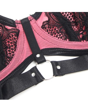 SUBBLIME - 955588 Ensemble Soutien-Gorge en Cuir Verni Rose avec Fermeture Éclair