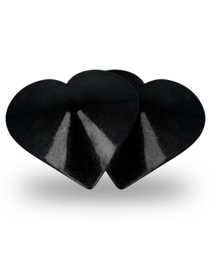 Cache-tétons Cœurs Noirs – Coquette Chic Désir | Accessoire sensuel métal"