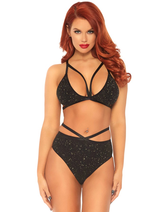 Ensemble Lingerie Lurex Opaque Leg Avenue – Glamour Brillant & Sensuel