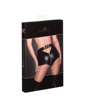 Short sexy wetlook zippé noir Handmade – Élégance audacieuse et glamour