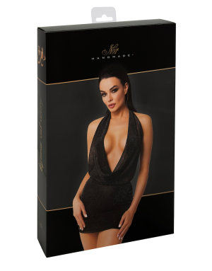 Mini robe dos nu pailletée noire Luminara – Glamour et séduction