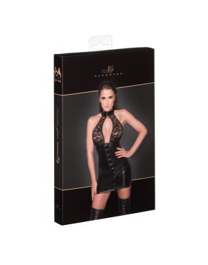 Robe wetlook et dentelle noire – Élégance sensuelle et audace